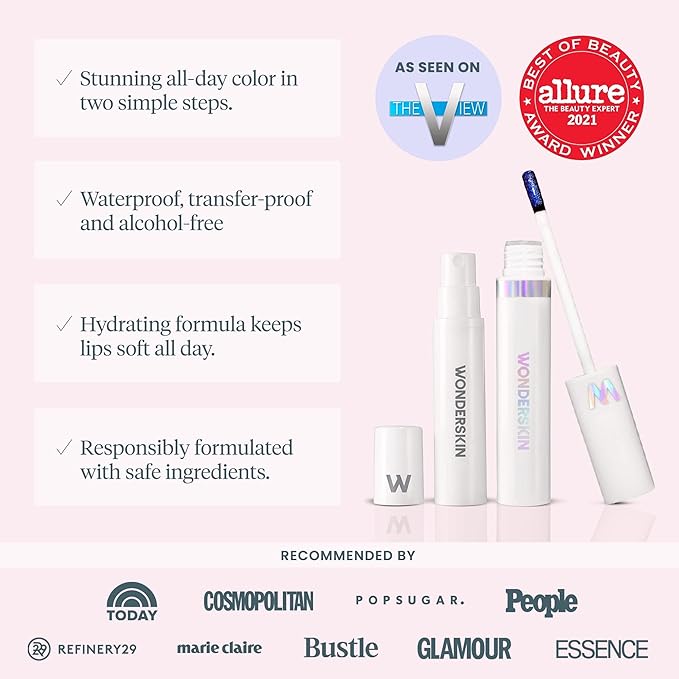 Wonderskin Wonder Blading Lip Stain Peel Off and Reveal Kit - Long Lasting, Waterproof Nude Lip Tint, Transfer Proof Natural Lip Stain Kit (XOXO)