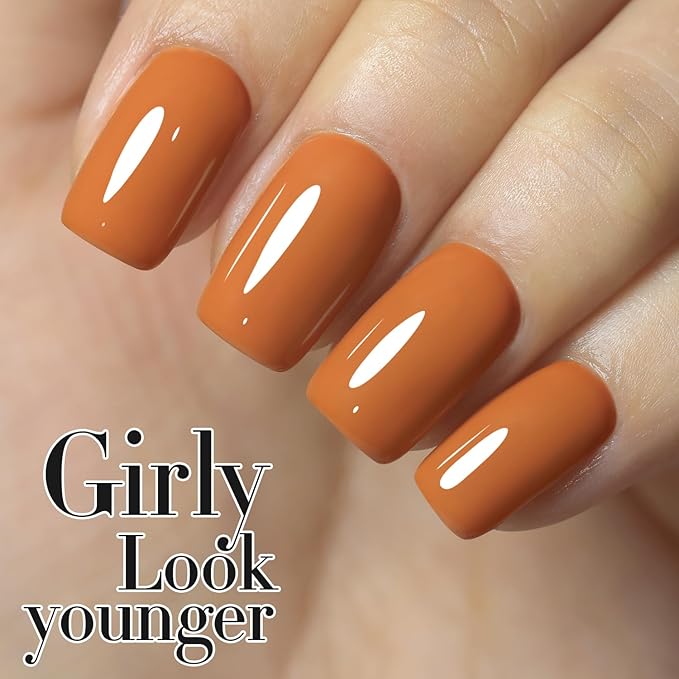 Double Rhythm Translucent Gel Polish Sheer Neutral Natural Light Milky Same Color Same Bottle 15ML Jelly UV Nail Polish Nail Art DIY at Home (Brown Orange-A1447)