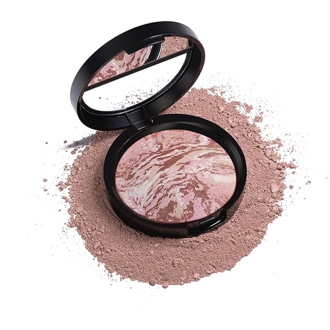 Baked Powder Contour Makeup, Brighten Bronzer Powder, Highlighter Bronzer Glow Palette, Cruelty Free Shimmer Bronzing Powder to Use For Contour Make up, Natural Finish & Easy to Use #001