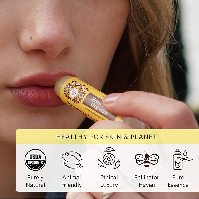 Moon Valley Organics Beeswax Lip Balm for Moisturizing Lips and Cuticles (VELVETY VANILLA, 4-Pack)