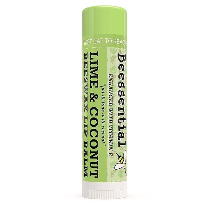 Beessential Natural Bulk Lip Balm, Coconut Lime, 18 Pack | For Men, Women, and Children. Great for Gifts, Showers, & More