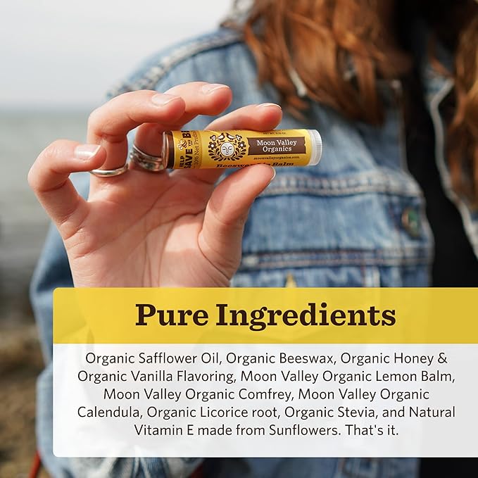 Moon Valley Organics Beeswax Lip Balm for Moisturizing Lips and Cuticles (SWEET HONEY, 4pack)