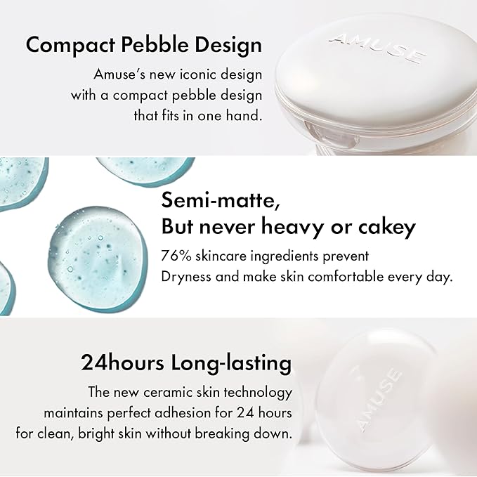 Amuse SEOUL Ceramic Skin Perfector Cushion Foundation Refill 02 HEALTHY | Long-lasting, Lightweight, Semi-matte, Flawless Coverage, Hypoallergenic, Korean Beauty, Vegan, Refill (15g / 0.52 oz.)