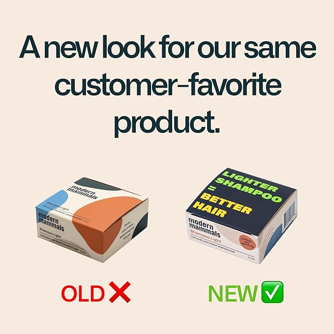 Modern Mammals Light Shampoo Bar - Minimalist Hair Care, Low Suds, Low Lather, Vegan, Sensitive Scalps, No Poo, Anti Poof, Natural Ingredients, Fragrance-Free (1 Bar + BarBag)