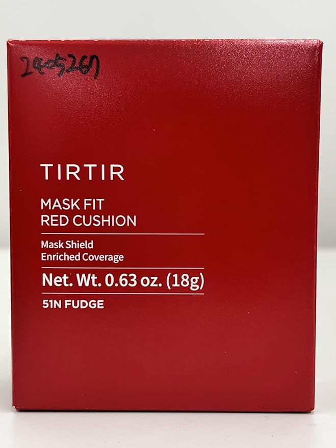 TIRTIR Mask Fit Red Cushion Foundation | Full coverage, Weightless, Skin fit, Satin Glow Finish, Korean Makeup, beauty, Tattoo cover up, Buildable (#51N Fudge, 0.63 Fl Oz)