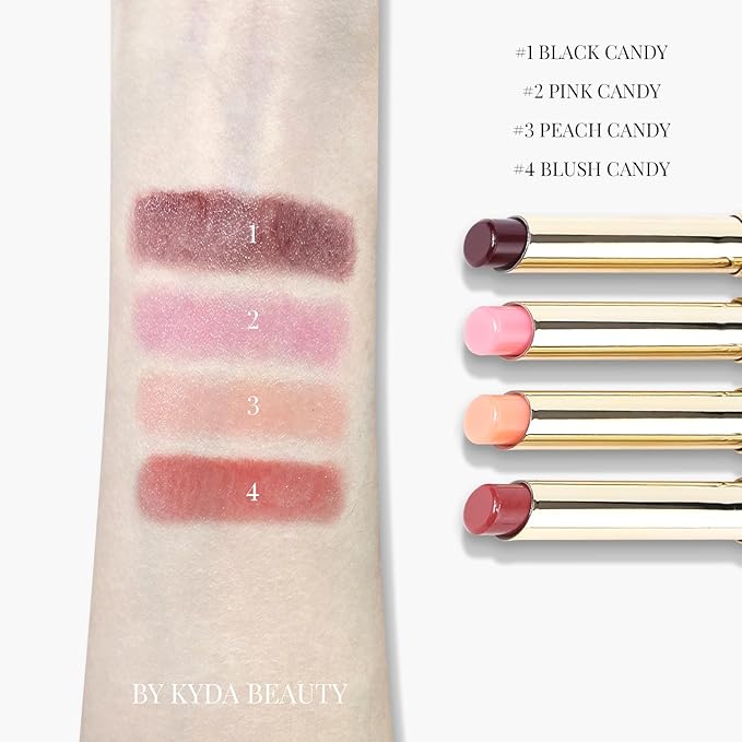 KYDA 2 Colors Tinted Lip Balm, Hydrating Sheer Formula Lip Balm, Natural Glossy Finish, Moisturizing Lip Care Balm for Dry Lips, Pink Candy and Peach Candy
