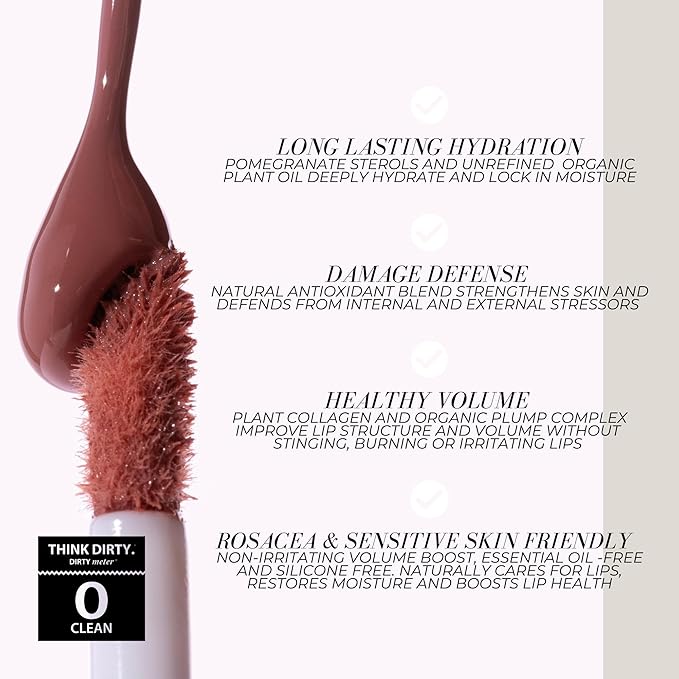 FITGLOW Beauty Lip Colour Serum | Hydrating Lip Gloss | Plumping Anti-Aging Lip Treatment | Natural Shine with Pomegranate Sterols & Collagen | Buildable Color for Dry Chapped Lips | Halo - 10g