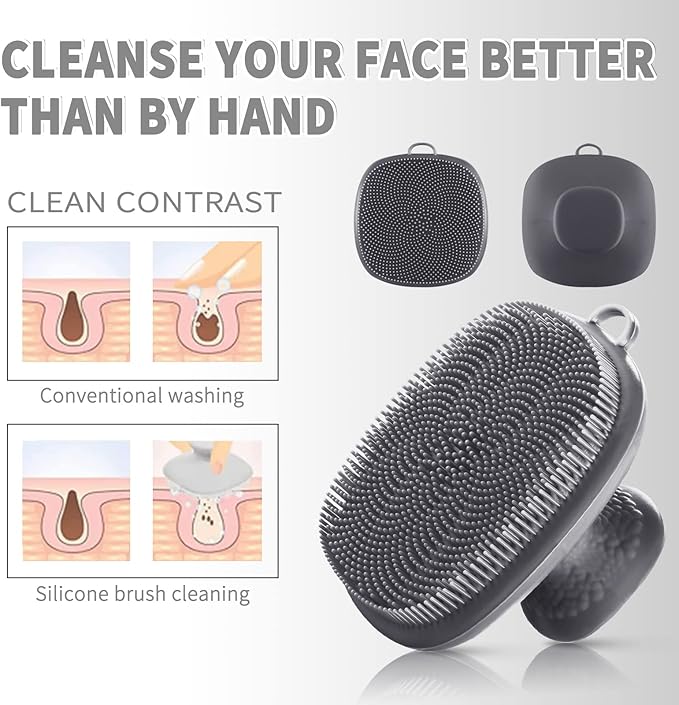 VWMYQ Face Scrubber - Silicone Facial Cleansing Brush for Men - Exfoliating and Cleansing - Waterproof - Gray