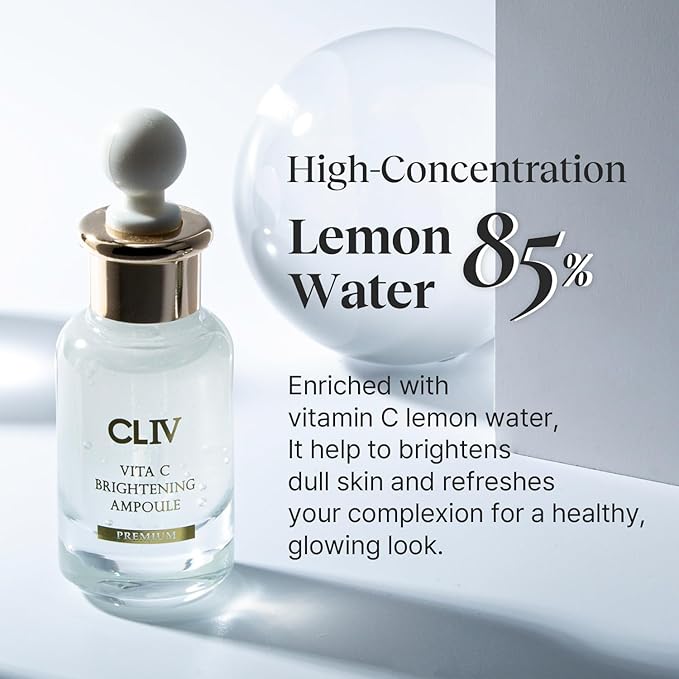 Vita C Brightening Ampoule Facial Serum | 85% Lemon Water | Skin Dullness Treatment | Vitamin Skincare |Skin Refreshing Serum | Korean Skincare (1.01 fl oz, 30ml)