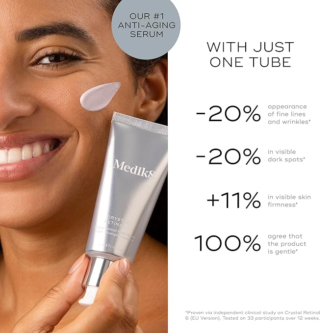 Medik8 Crystal Retinal 1 - Brightening, Firming, Advanced Skin Retinaldehyde Serum - Smooths Wrinkles - Hyaluronic Acid, Glycerin, Vitamin E - 1 oz