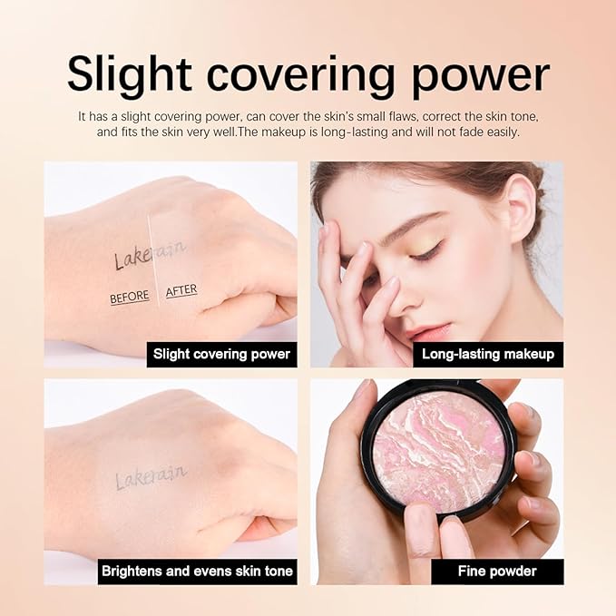 Baked Powder Foundation Makeup, Brighten Color Correcting Foundation Make up, Foundation for Mature Skin, Face Powder for Women, Full Coverage, Natural Finish & Easy to Use #01