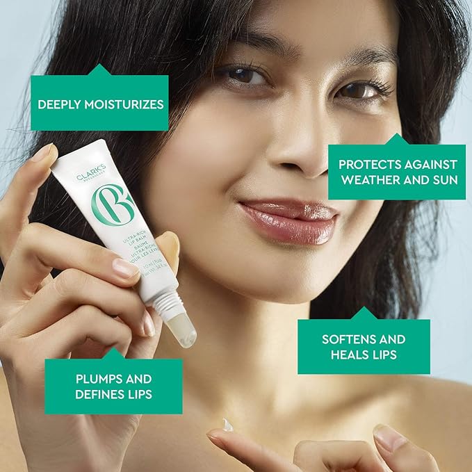 Clark's Botanicals Ultra Rich Lip Balm: Plumping Moisturizer with Collagen and Shea, Mango & Avocado Butter + Vitamin E, Stimulating Organic Lip Treatment | 0.34 fl oz (Pack of 1)