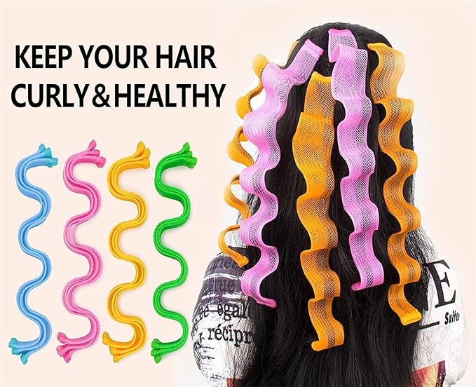 48PCS Hair Curlers Heatless Spiral and Wave Two Styles’Curls(20inch) No Heat Curlers with 4PCS DIY Styling Hooks for Women and Girls’ Medium or Long Hair (20 inch)
