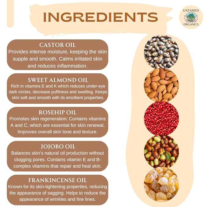 Youth Elixir - Roll On Facial Serum For Under Eyes and Face with Certified Organic, Cold Pressed, Hexane Free Castor, and Frankincense Oil - Miracle Anti-Aging Oil 10mL