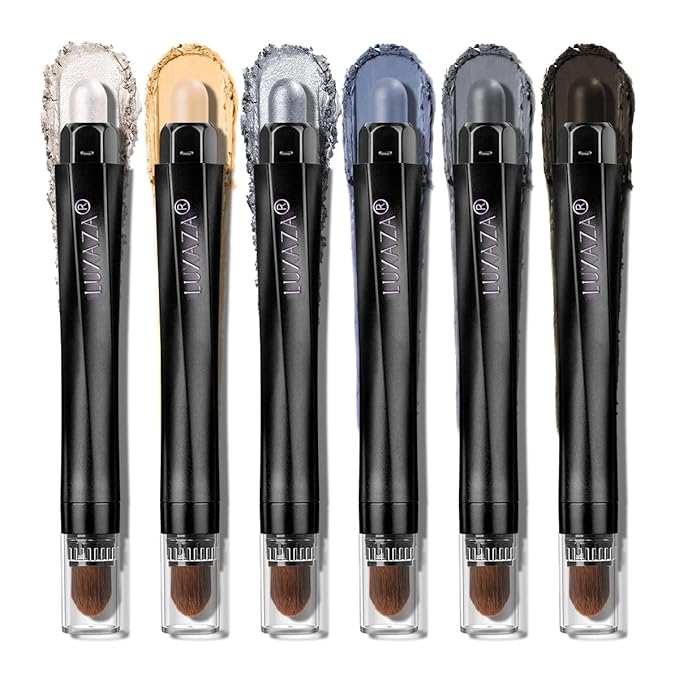 Blue Eyeshadow Stick Makeup 6PCS Set, Metallic Shimmer Matte Cream Eye Shadow Palette Eyeliner Brightener Pencil Crayon - Mermaidcore
