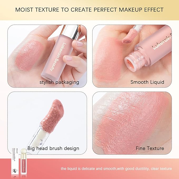 Liquid Blush, Soft Cream Liquid Blush for Cheeks, Light Weight,Long Lasting, Smudge Proof, Natural-Looking, Dewy Finish, For Natural-looking Flush & Everyday Wear (04#)