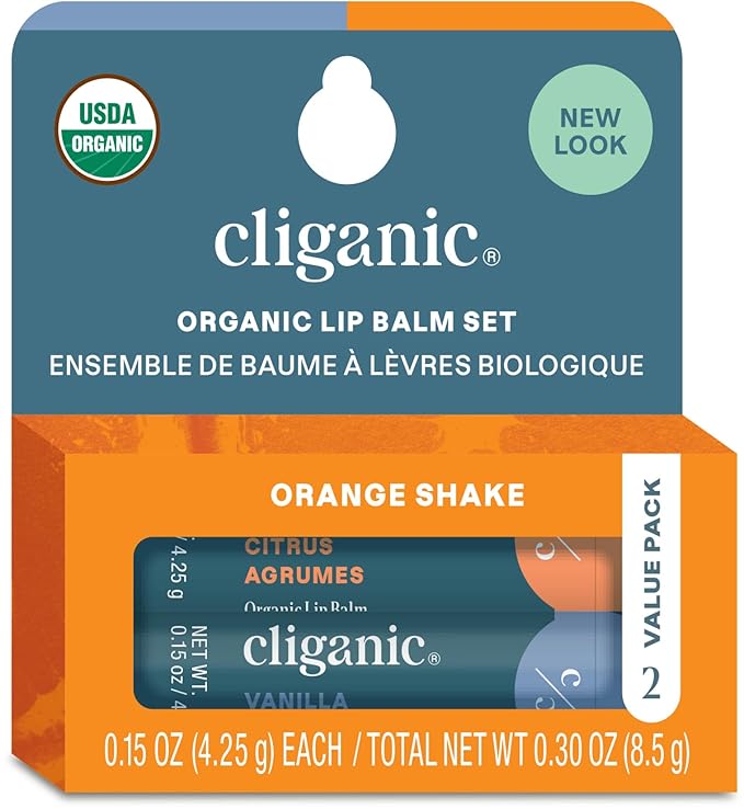 Cliganic Organic Lip Balm 2 pack - Orange Shake