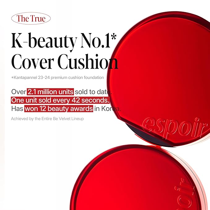 espoir [NEW] Be Velvet Cushion Foundation | Quick and Easy Coverage with Long-lasting Color by Zero Oxidation (#32 Cinnamon, 0.46 Ounce (Pack of 1))