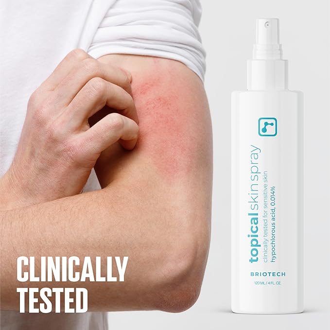 BRIOTECH Topical Skin Spray, Hypochlorous Acid for Sensitive Skin, HOCl Facial Mist, Full Body Support Against Irritation, Calm Redness, Soothe Foot & Scalp, 32 oz Refill (1 Pack)