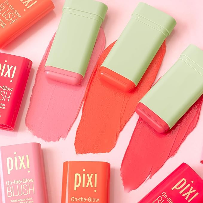 Pixi On-the-Glow Blush, Hydrating Tinted Moisture Blush Stick with Ginseng, Aloe Vera & Fruit Extracts, For Cheeks & Lips, 19g / 0.6oz, Paraben-Free (Fleur)
