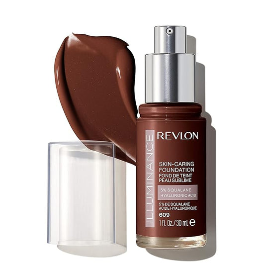 Revlon Illuminance Skin-Caring Liquid Foundation, Hyaluronic Acid, Hydrating and Nourishing Formula with Medium Coverage, 609 Sienna (Pack of 1)