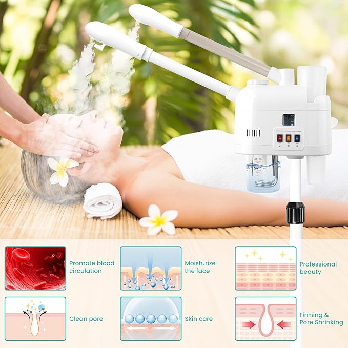 face steamer for hot and cold, Face Steamer with More Steam, Adjustable Height for Face Steamer Suitable for Personal Home and Professional Personal Care Places, Moisturizing or Hydrating.