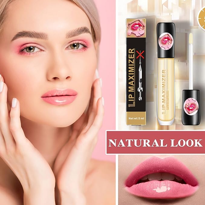 Lip Plumper Lip Gloss,Lip Maximizer Balm Plumper Lip Plumping Serum,Heathly Lip Moisturizer Enhancer Hydrated Lips,Reduces Improves Dry Lip Lines Lip Plumping Gloss Lip Extreme Volume
