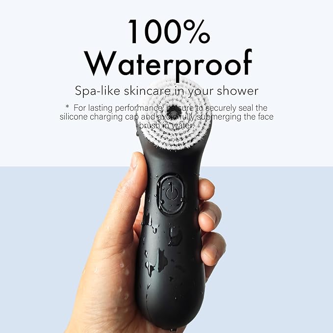 NågraCoola Electric Facial Cleansing Brush – Rechargeable Waterproof Face Scrubber for Women & Men, 2 Brush Heads for Deep Pore Cleansing & Gentle Exfoliation, 3 Speeds, Auto-Timer