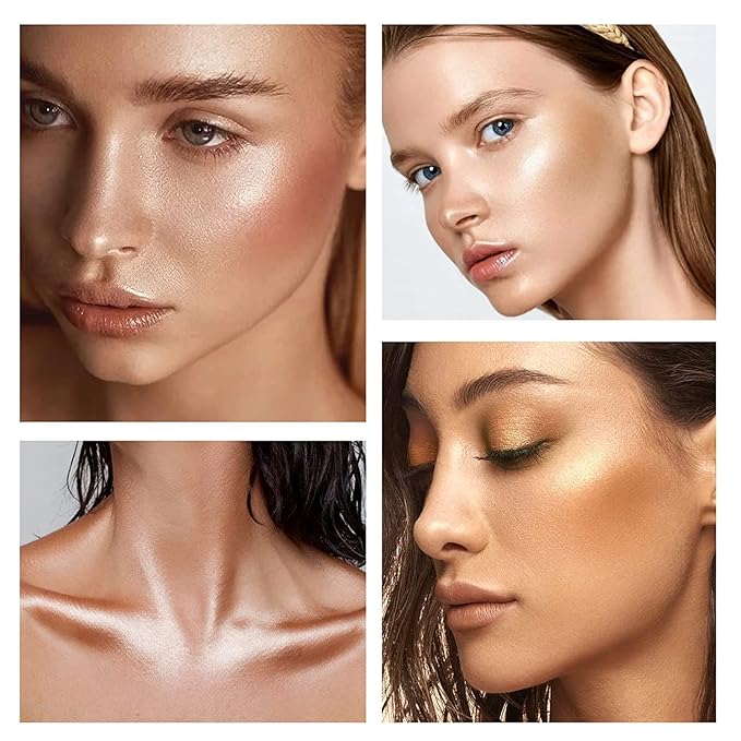 Shimmer Body Luminizer 5 Color Waterproof Smooth Face Body Glow Illuminator Non-sticky Liquid Body Highlight Illuminator for Face & Body & Leg (80 ML, 04 Golden Brown)