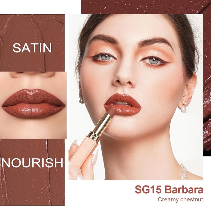 Oulac Color Rich Satin Lipstick Set For Women Red Burgundy Lipsticks High Impact Lipcolor Tinted Lip Balm, Nourishing, Satin Finish, Moisturizing Creamy Formula, Vegan Gluten Free (11+14+15)