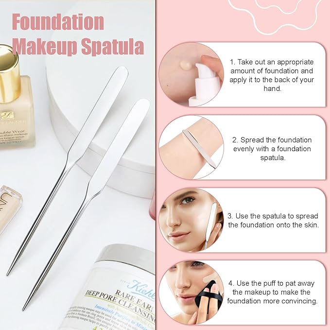4 Pcs Makeup Spatula Korean Set, Spatula Makeup Korean Foundation Spatula, Stainless Steel Cosmetic Makeup Palette, Korean Makeup Spatula, Makeup Mixing Palette Cosmetic Spatula Skin Care Spatula Tool
