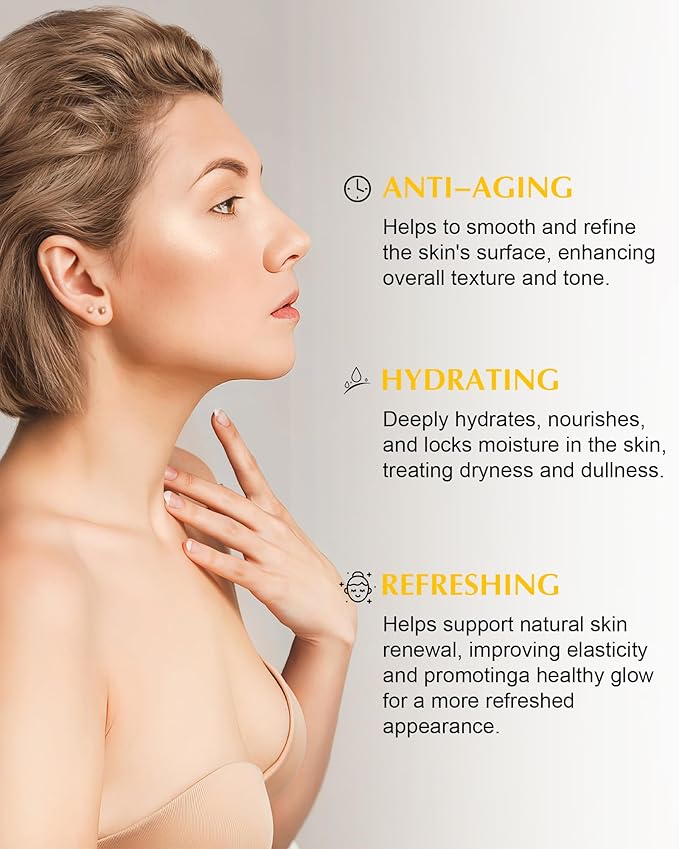 Neck Firming Cream with 3% Retinol - Hyaluronic Acid, Anti-Wrinkle Treatment, Skin Tightening Cream for Face, Neck, Chest & Décolleté