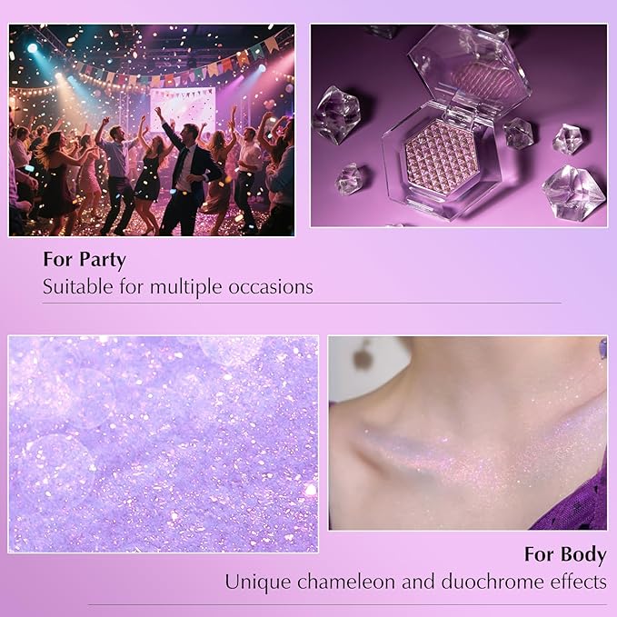 Blue Glitter Eyeshadow Palette, Multichrome Chameleon Cream to Powder Eye Shadow, Color Shifting Holographic Eyeshadow Shimmer Inner Corner Eye Brightener Highlighter Makeup