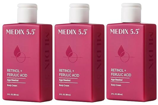 Medix 5.5 Retinol Body Lotion Firming Moisturizer | Crepey Skin Care Treatment | Retinol Body Cream | Firming Cream Targets Look Of Crepe Skin, Wrinkles, & Sagging, 3 Fl Oz Travel Size, 3-Pack