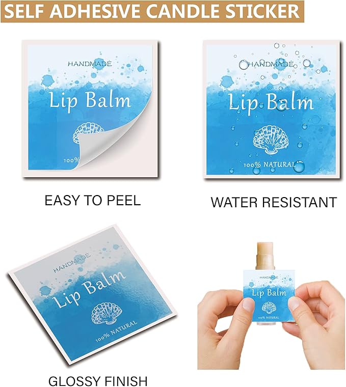 CRASPIRE Lip Balm Labels 80pcs Homemade Lip Balm Labels 2” Clear Lip Balm Labels for Tubes Printable Waterproof Lip Balm Stickers Labels for Lip Balm Handcream Candle Container（Marine Life-Blue）