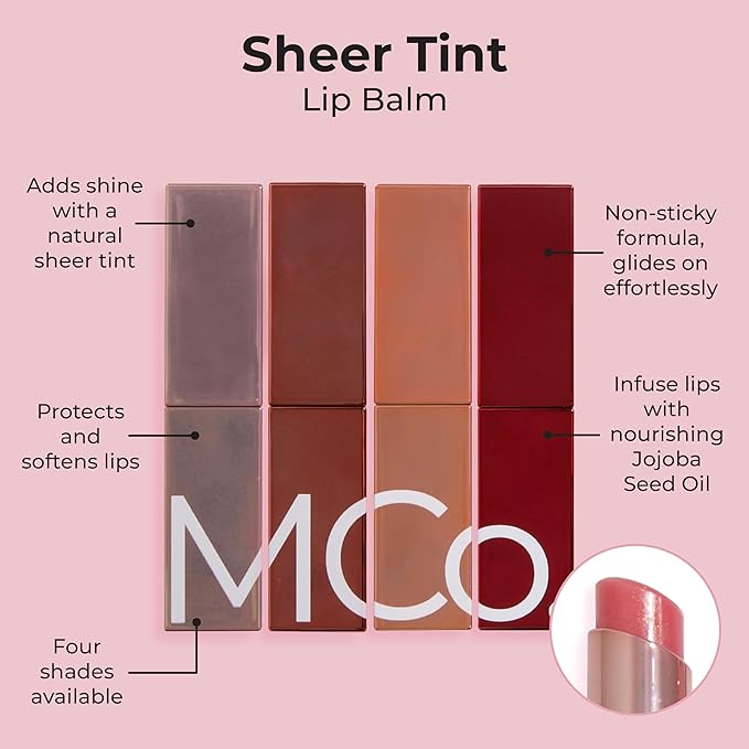 MCoBeauty Sheer Tint Lip Balm, Lava, Nourishing Tint for Healthy, Luscious Lips, Vegan, Cruelty Free Cosmetics