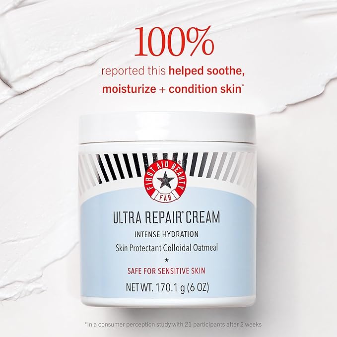 First Aid Beauty - Ultra Repair Cream, Intense Hydration Whipped Colloidal Oatmeal, Clinically Proven to Strengthen Skin Barrier in 7 Days & Helps Relieve Eczema, Luxury Moisturizer, 6 oz + Bonus, 2ct