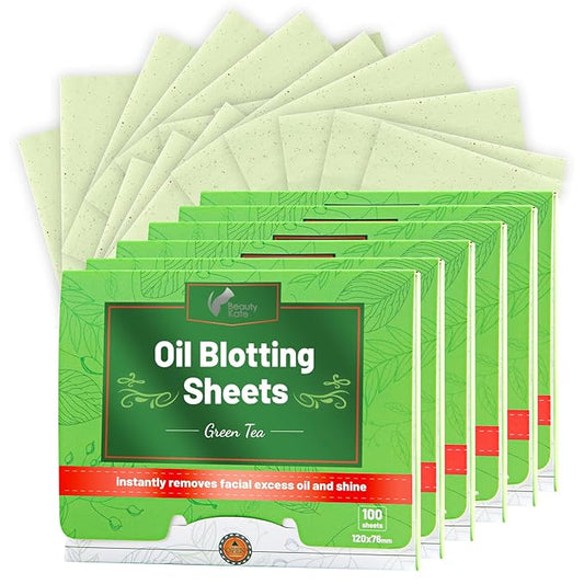 Oil Blotting Sheets for Face - Green Tea,26% Larger,6pk/600 Natural Blotting Paper for Oily Skin,Makeup Friendly Oil Absorbing Sheets,Easy To Grab One