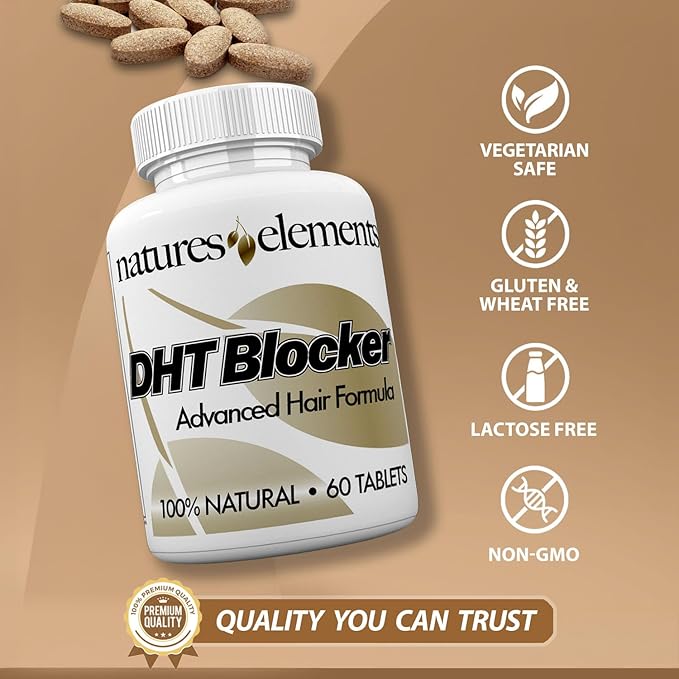 Natures Elements DHT Blocker – Herbal Formula with Saw Palmetto, Fo-Ti & Beta-Sitosterol – Supports Hair Regrowth & Gray Hair Reversal – 60 Tablets – Non-GMO, Vegetarian