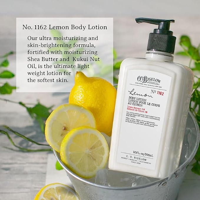 C.O. Bigelow Lemon Body Lotion, Moisturizing Body Lotion for Dry Skin with Shea Butter & Lemon Extract, 10 Fl Oz