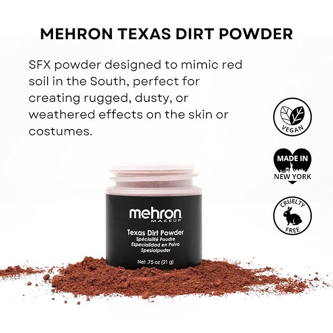 Mehron Texas Dirt Special Effects Makeup Powder (0.75 oz), Medium
