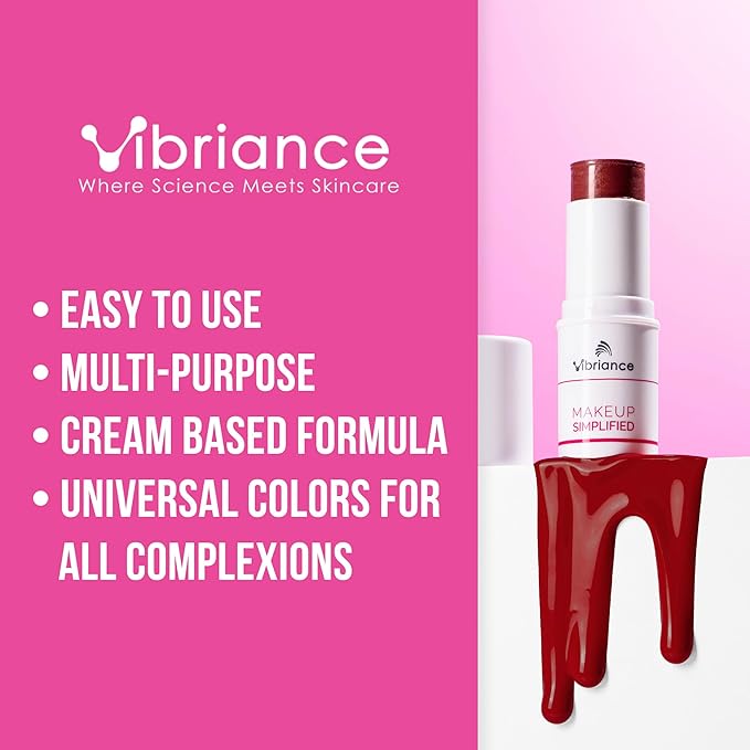 Vibriance Makeup Simplified Radiance Stick - All-in-One Cream Blush, Lipstick, Contour for Mature Skin - Cheek Tint Creme Rouge