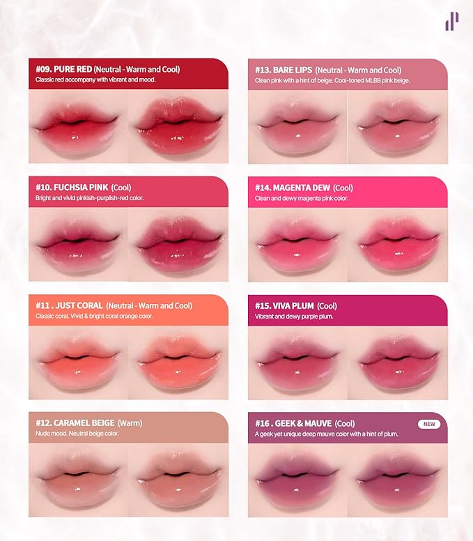 Heart Percent Dote On Mood Pure Glow Tint, Watery & Lightweight Moisturizing Lip Stain Long Lasting Liquid Lipstick 6.8g, #12. Caramel Beige