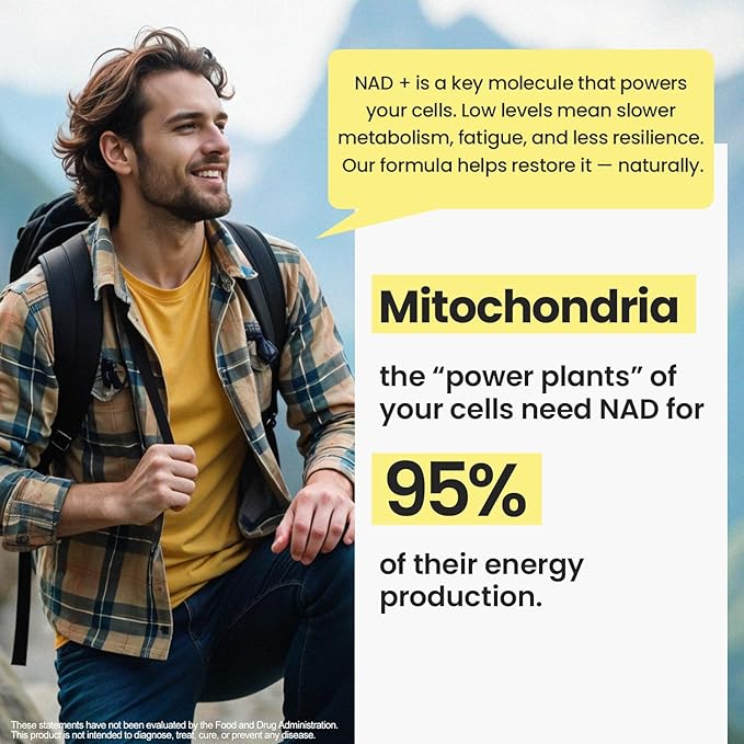 NAD Supplement Extra Strength - Liposomal + Resveratrol for Women & Men, CoQ10, Alpha Lipoic Acid, Green Tea, Quercetin, Urolithin A, Lycopene – High Purity Anti-Aging, Energy & Regeneration – 60ct