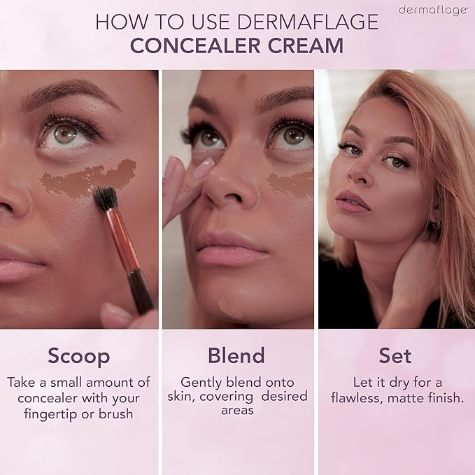 Dermaflage Waterproof Concealer Cream (Deep) - Concealer Full Coverage, Matte Finish for Face & Body - Hides Dark Circles, Tattoos & Acne - Long Lasting Formula Used by Hollywood Makeup Artists