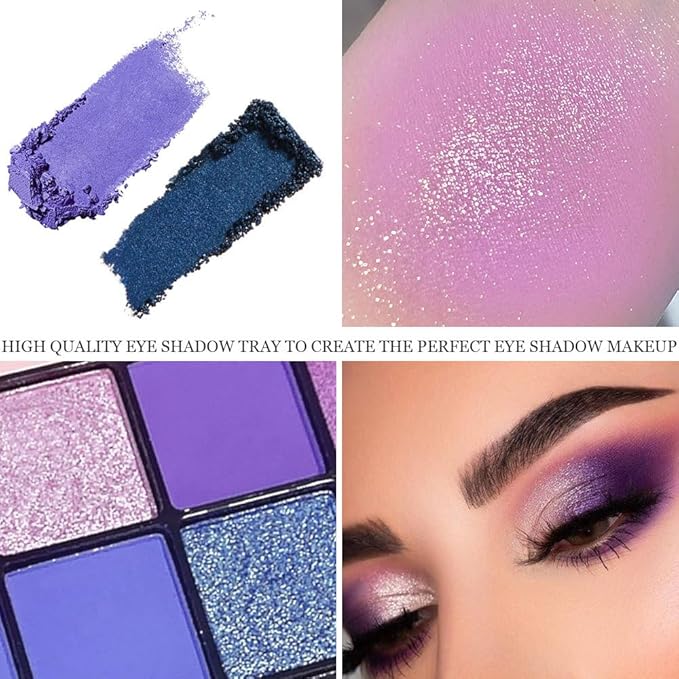 16 Colors Blue Pink Champange Matte Shimmer Eyeshadow Palette for Eye Makeup,High Pigmented Brown Eye Shadow Primers Powder Palet de sombras de ojos