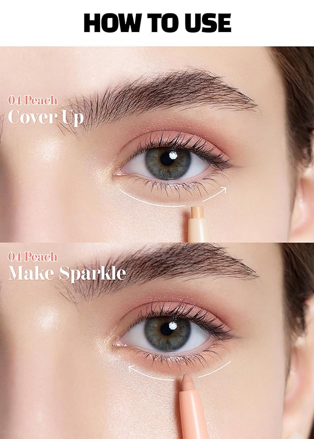 COLORGRAM Under Eye Highlighter Stick - 04 Peach | Silky-Smooth Long-Lasting Highlighter & Contouring Stick for Smudge-Proof, Shining Daily Makeup | K-Beauty Face Highlighters & Luminizers