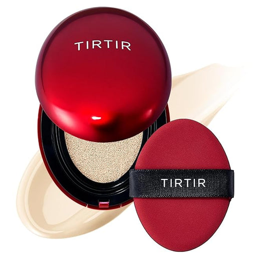 TIRTIR Mask Fit Red Cushion Foundation | Full coverage, Weightless, Skin fit, Satin Glow Finish, Korean Makeup, beauty, Tattoo cover up, Buildable (#13W Cream, 0.63 Fl Oz)