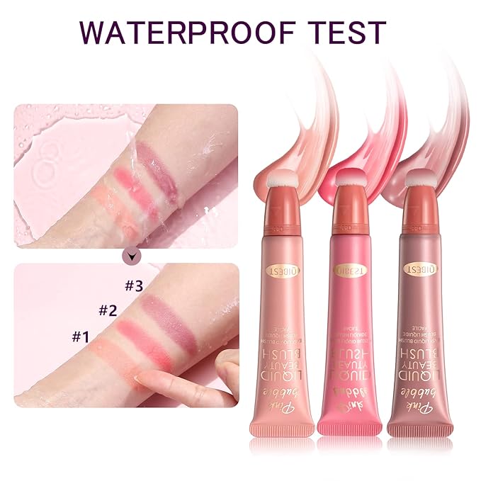 Liquid Blush Beauty Wand Matte Cream Blush Stick with Soft Cushion Applicator For Natural Cheek Tint Blendable Lightweight Long Lasting Dewy Finish makeup blush for Face(01 Nude Orange)