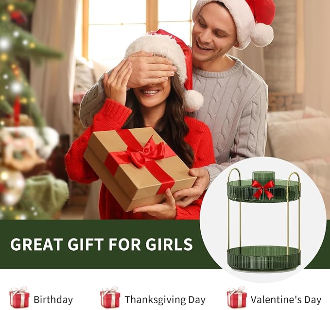 360° Rotating Makeup Organizer, Large-Capacity Skincare Make Up Storage 2 Tier Perfume Organizers Cosmetic Dresser Organizer with Makeup Brush Holder, Fits Bedroom, Bathroom, Vanity Shelf Countertop